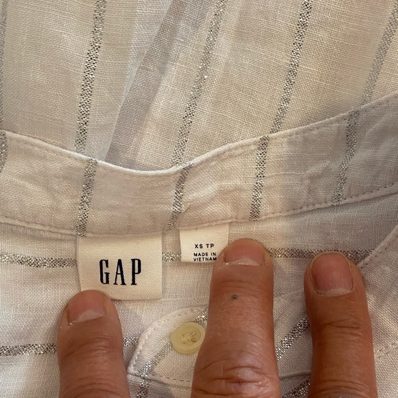 Linen Blouse, white with silver stripes - Picture 3 of 3